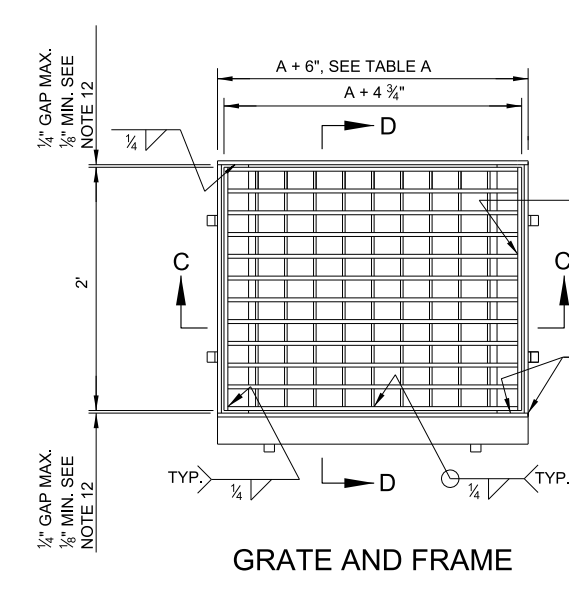 Drop Inlet Type 3 width dimension reference