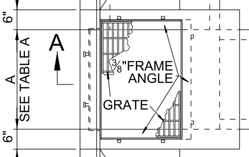 Drop Inlet Type 3A Dimension A reference