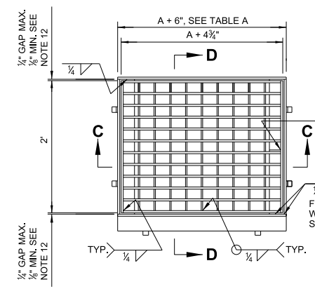 Drop Inlet Type 3A width dimension reference