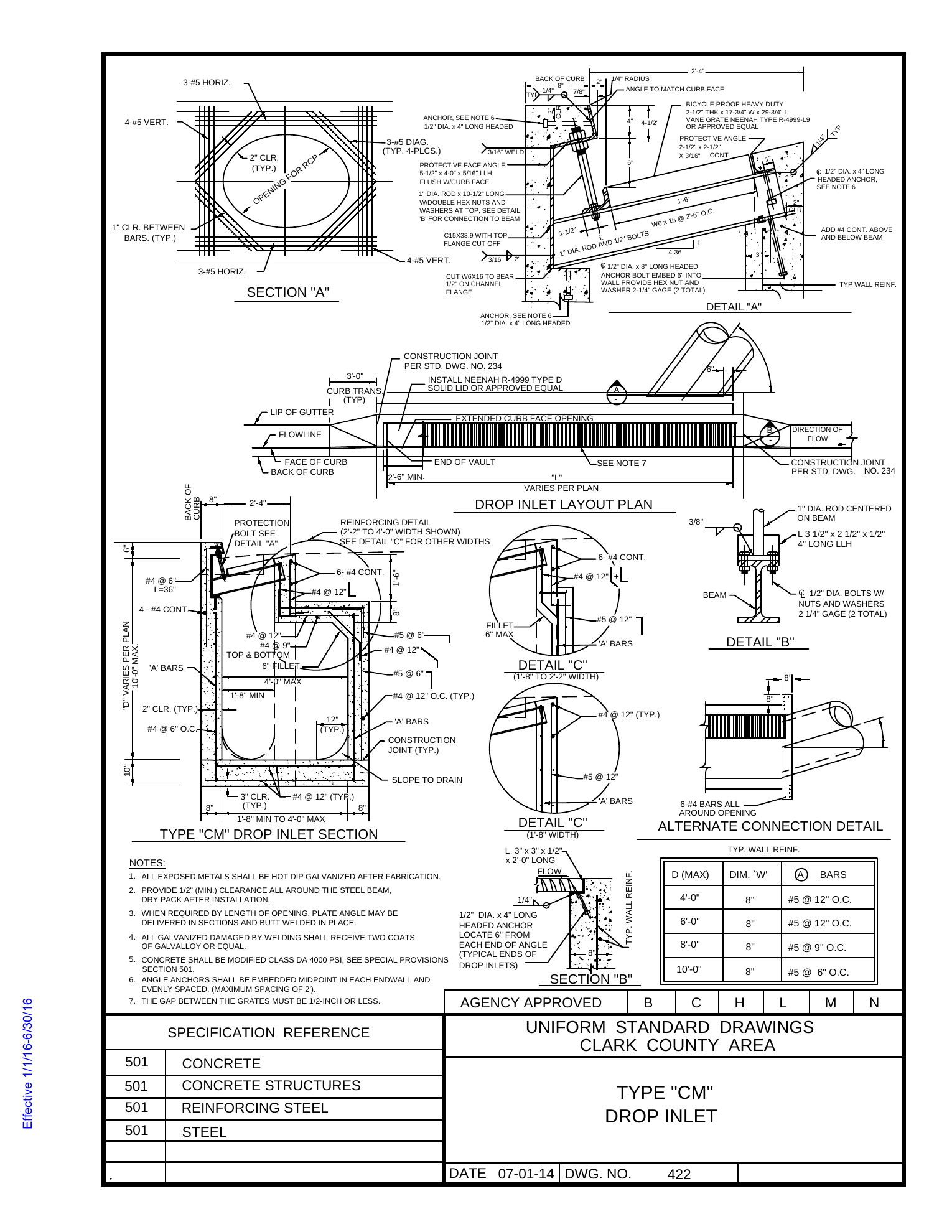 RTC Catalog page 229 TYPE CM Drop Inlet DWG 422 thumbnail